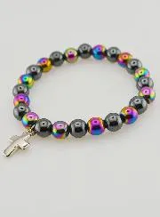 Gemstone Bracelet - Titanium Quartz and Haematite
