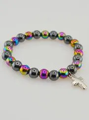 Gemstone Bracelet - Titanium Quartz and Haematite