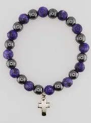 Charoite and Hematite Gemstone Bracelet