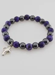 Charoite and Hematite Gemstone Bracelet