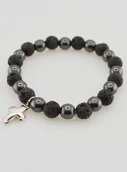 Gemstone Bracelet - Lava Stone and Hematite
