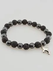 Gemstone Bracelet - Lava Stone and Hematite