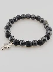 Gemstone Bracelet - Snow Obsidian and Haematite