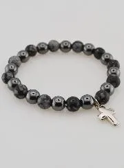 Gemstone Bracelet - Snow Obsidian and Haematite