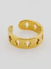 Adjustable Religious Ring in Golden Stainless Steel