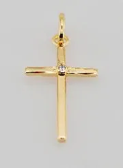 Gold-plated Cross Pendant with Zirconium