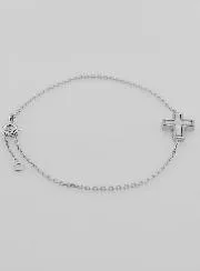 Religious Silver Bracelet with Mother-of-Pearl Cross