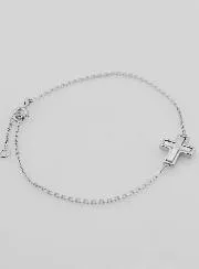 Religious Silver Bracelet with Mother-of-Pearl Cross