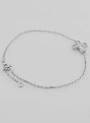 Religious Silver Bracelet with Mother-of-Pearl Cross
