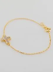 Gold-Plated Religious Bracelet with Mother-of-Pearl Cross