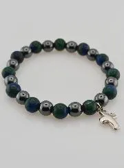 Bracelet with Cross - Hematite and Azurite