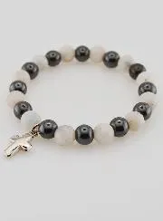 Bracelet with Cross - Hematite and Moonstone