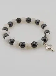Bracelet with Cross - Hematite and Moonstone