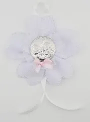 Christening Gift - Cradle Medal Flower - Guardian Angel