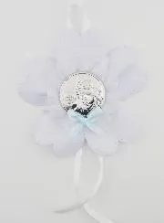 Christening Gift - Cradle Medal Flower - Guardian Angel