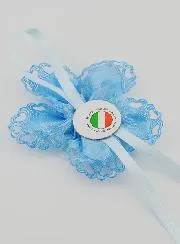 Christening Gift - Cradle Medal Blue Flower - Guardian Angel