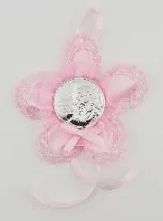 Christening Gift - Cradle Medal Flower - Guardian Angel