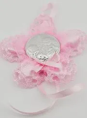 Christening Gift - Cradle Medal Flower - Guardian Angel
