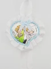 Christening Gift - Cradle Medal Heart and Angel with Lantern