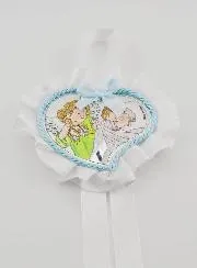 Christening Gift - Cradle Medal Heart and Angel with Lantern