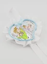 Christening Gift - Cradle Medal Heart and Angel with Lantern