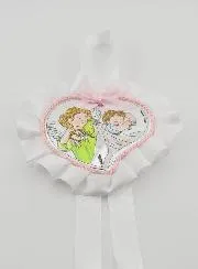Christening Gift - Cradle Medal Heart and Angel with Lantern