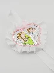 Christening Gift - Cradle Medal Heart and Angel with Lantern