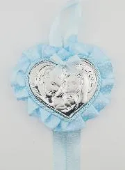 Christening Gift - Cradle Medal Heart Holy Family