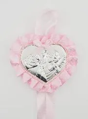 Christening Gift - Cradle Medal with Heart Angel Lantern