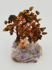 Tree of Life on Amethyst Base - Tiger's Eye