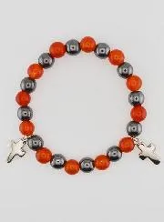 Bracelet with Cross - Hematite and Carnelian