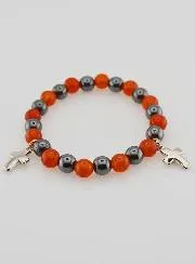 Bracelet with Cross - Hematite and Carnelian