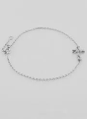 Religious Silver Bracelet with Rhinestone Cross