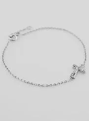 Religious Silver Bracelet with Rhinestone Cross