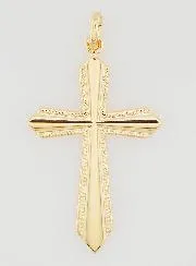 Gold-Plated Cross Pendant with Decorated Edges - 30mm