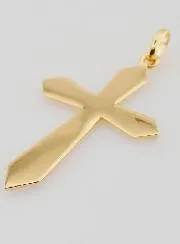 Gold-Plated Cross Pendant with Decorated Edges - 30mm
