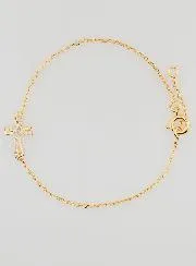 Gold-Plated Religious Bracelet with Rhinestone Cross