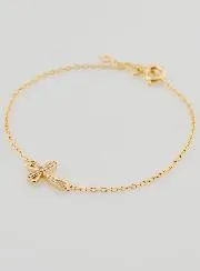 Gold-Plated Religious Bracelet with Rhinestone Cross