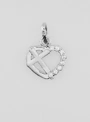 Silver Heart and Cross Pendant