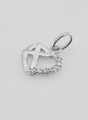 Silver Heart and Cross Pendant