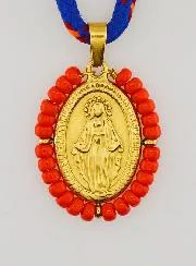 Miraculous Medal Red Beads - Cord