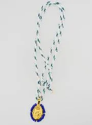 Miraculous Medal Blue Beads and Cord