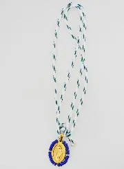 Cord Necklace Miraculous Medal with Blue Beads