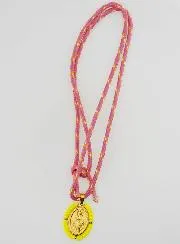 Cord Necklace Miraculous Medal with Yellow Beads