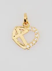 Gold Plated Heart and Cross Pendant