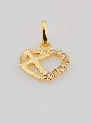 Gold Plated Heart and Cross Pendant