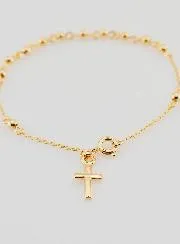 Religious Bracelet with Cross - Gold-Plated