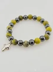 Bracelet with Cross - Hematite and Serpentine