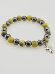 Bracelet with Cross - Hematite and Serpentine