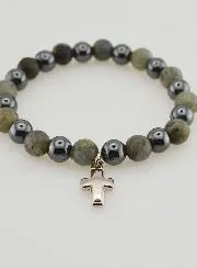 Bracelet with Cross - Hematite and Labradorite